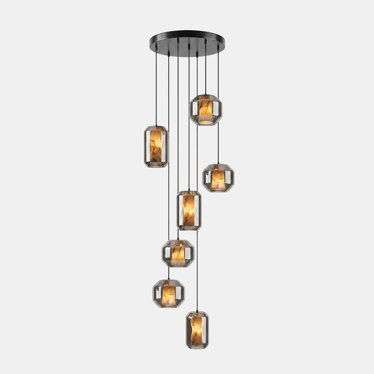 Yikia Alabaster Glass Cylinder Pendant Light