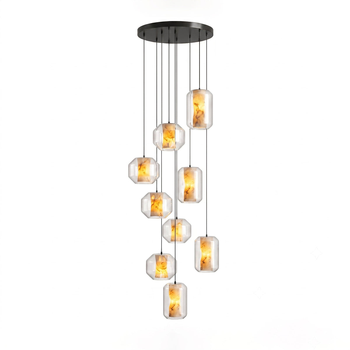 Yikia Alabaster Glass Cylinder Pendant Light