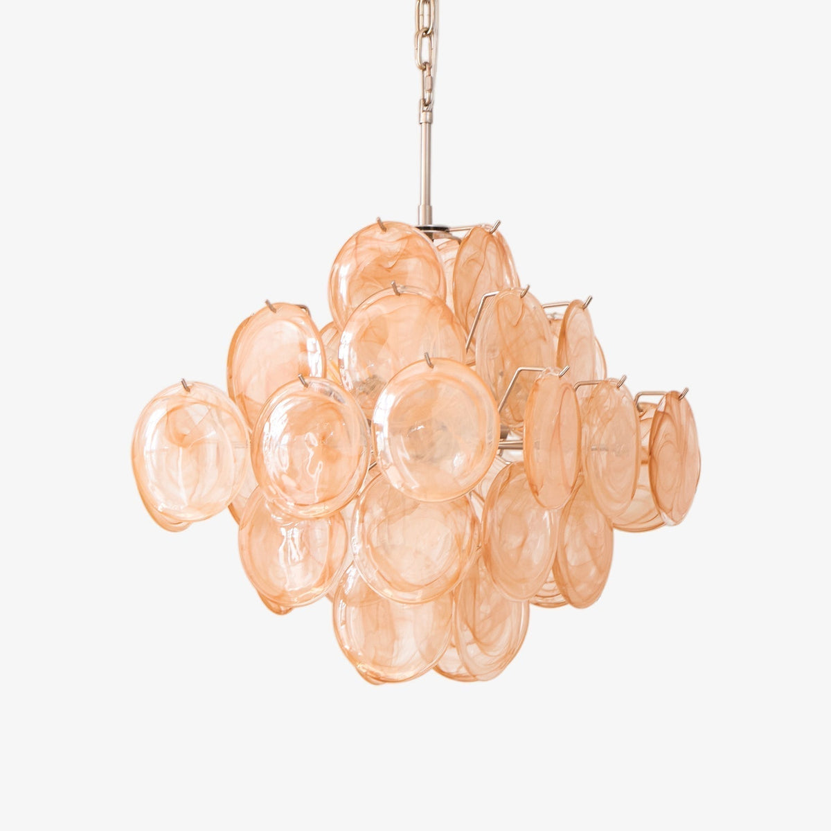 Lioraleon Chandelier Apricot Murano Glass Disc Layered Artistic