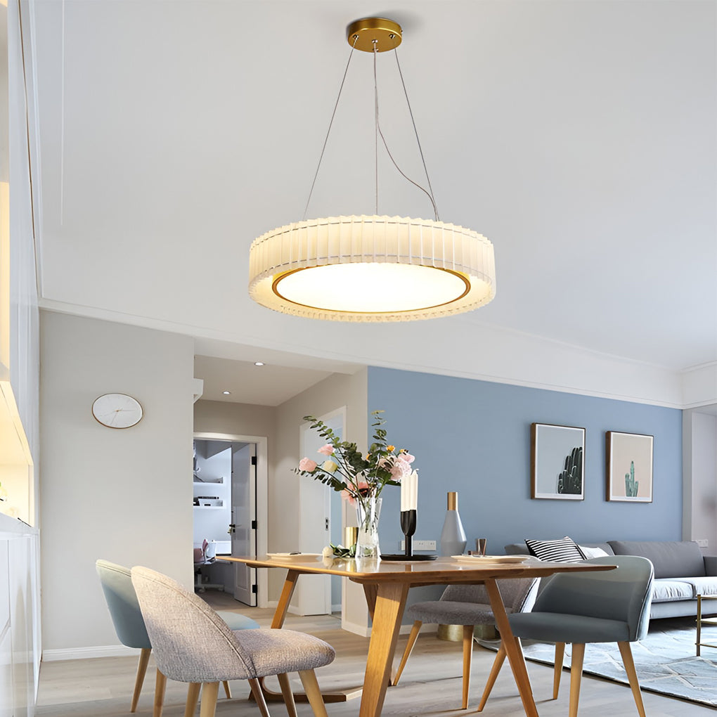 Circular Pleated 3 Step Dimming Light LED Nordic Ceiling Light Chandeliers - Lamp Outdoor