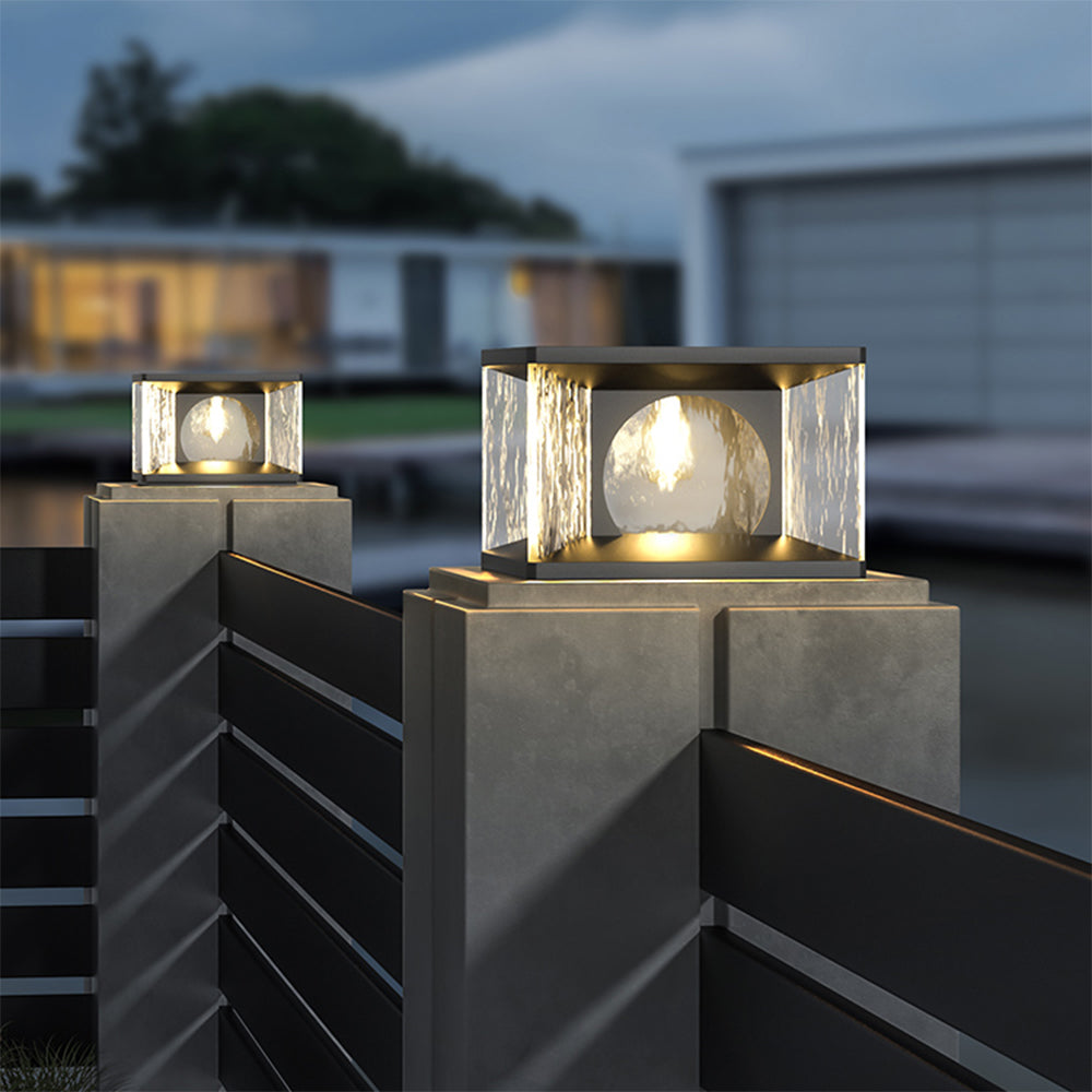 Ray Modern Transparent Rectangular Metal Glass Outdoor Floor Lamp - Lamp Outdoor
