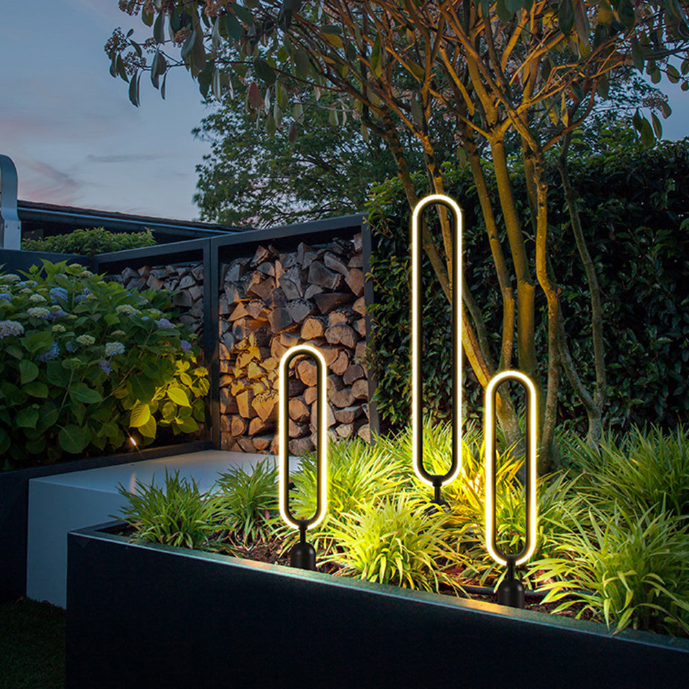 Ray Modern Metal Elliptical Ring Solar Outdoor Path Light - Lamp Outdoor