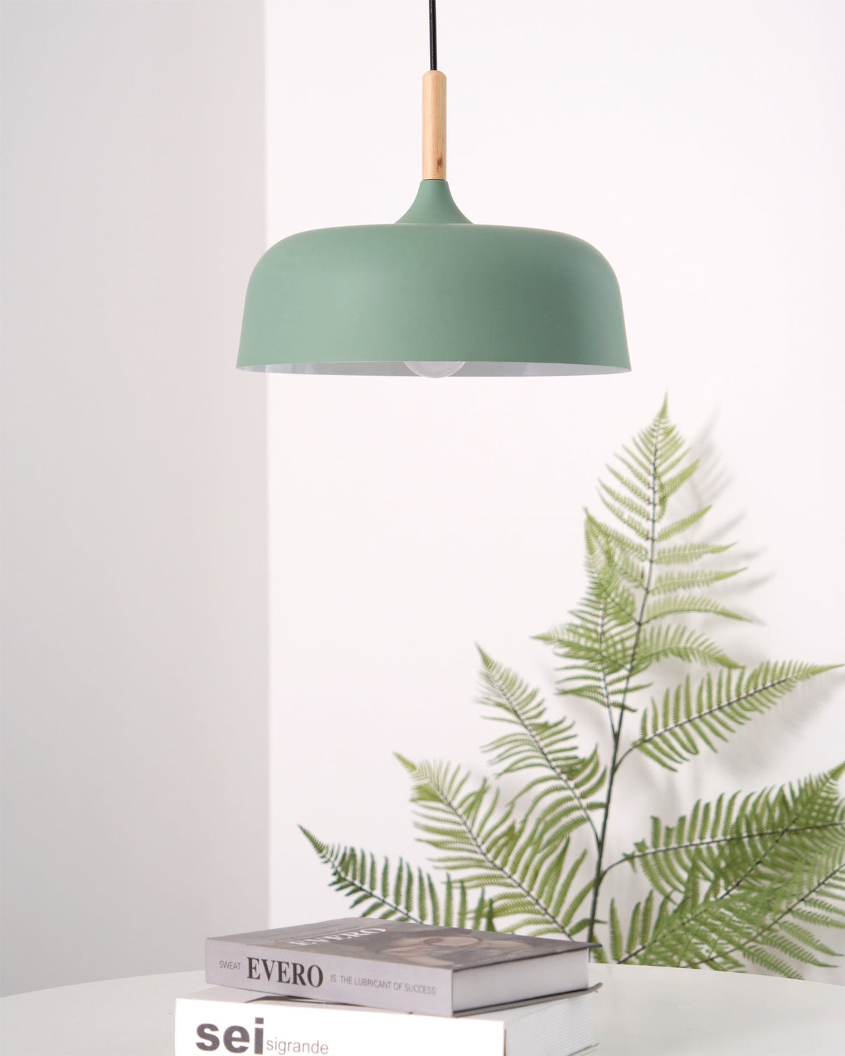 Sylivenne Pendant Lamp White Shade Wood
