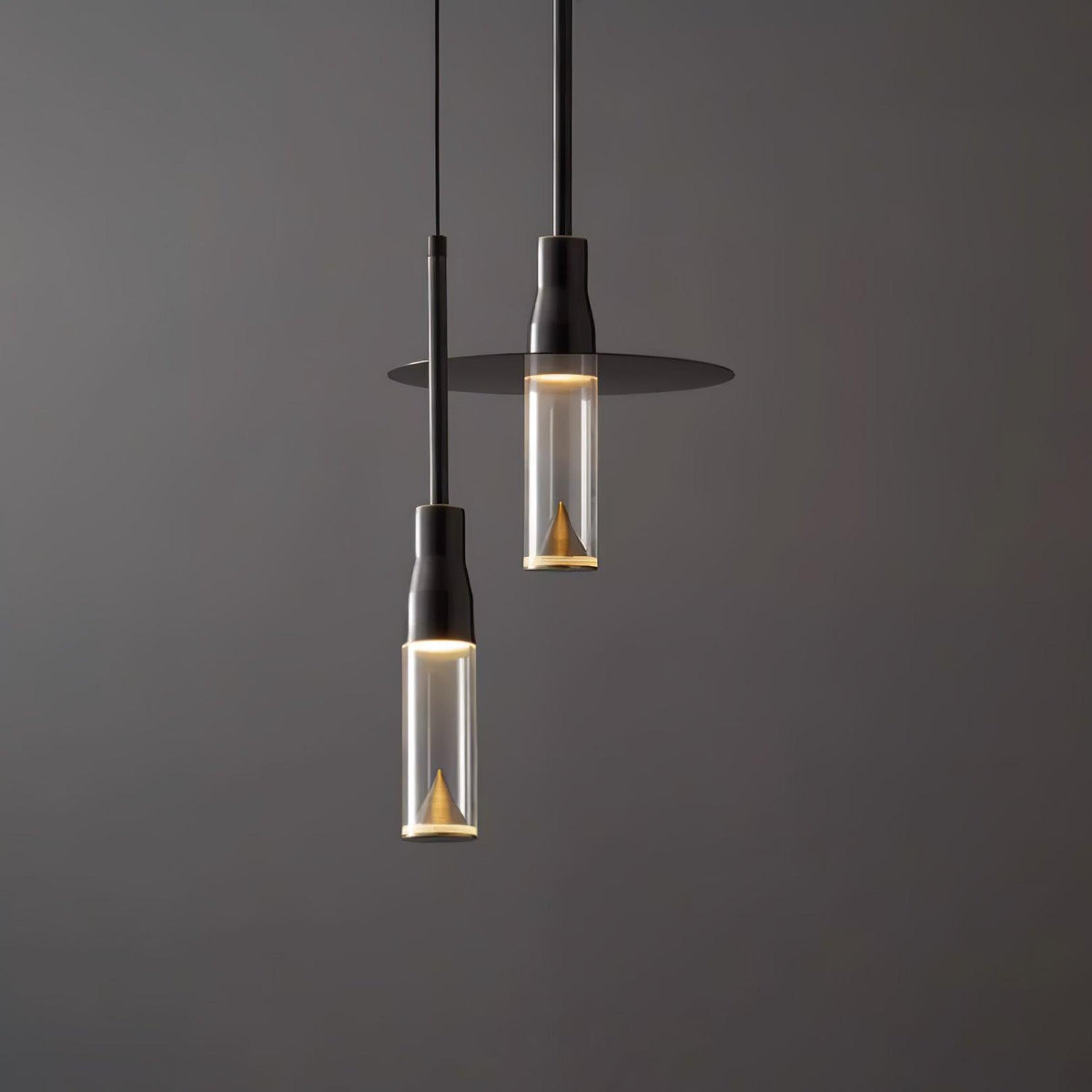 Lominex Pendant Lamp Acrylic Hat Plate Chrome Modern