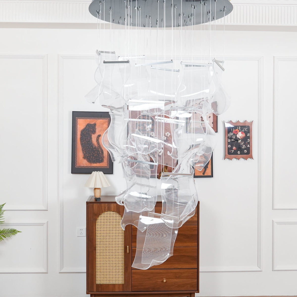 Lucuian Chandelier Acrylic LED Abstract Floating