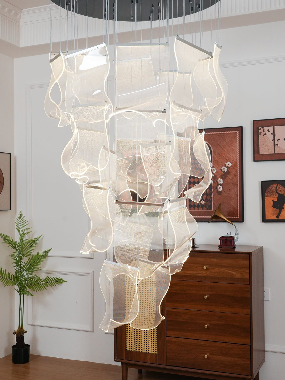 Lucuian Chandelier Acrylic LED Abstract Floating