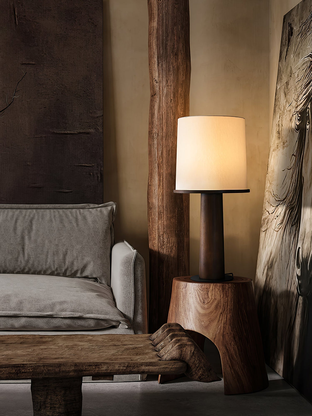Rinirielle Wood Fabric Contemporary Table Lamp