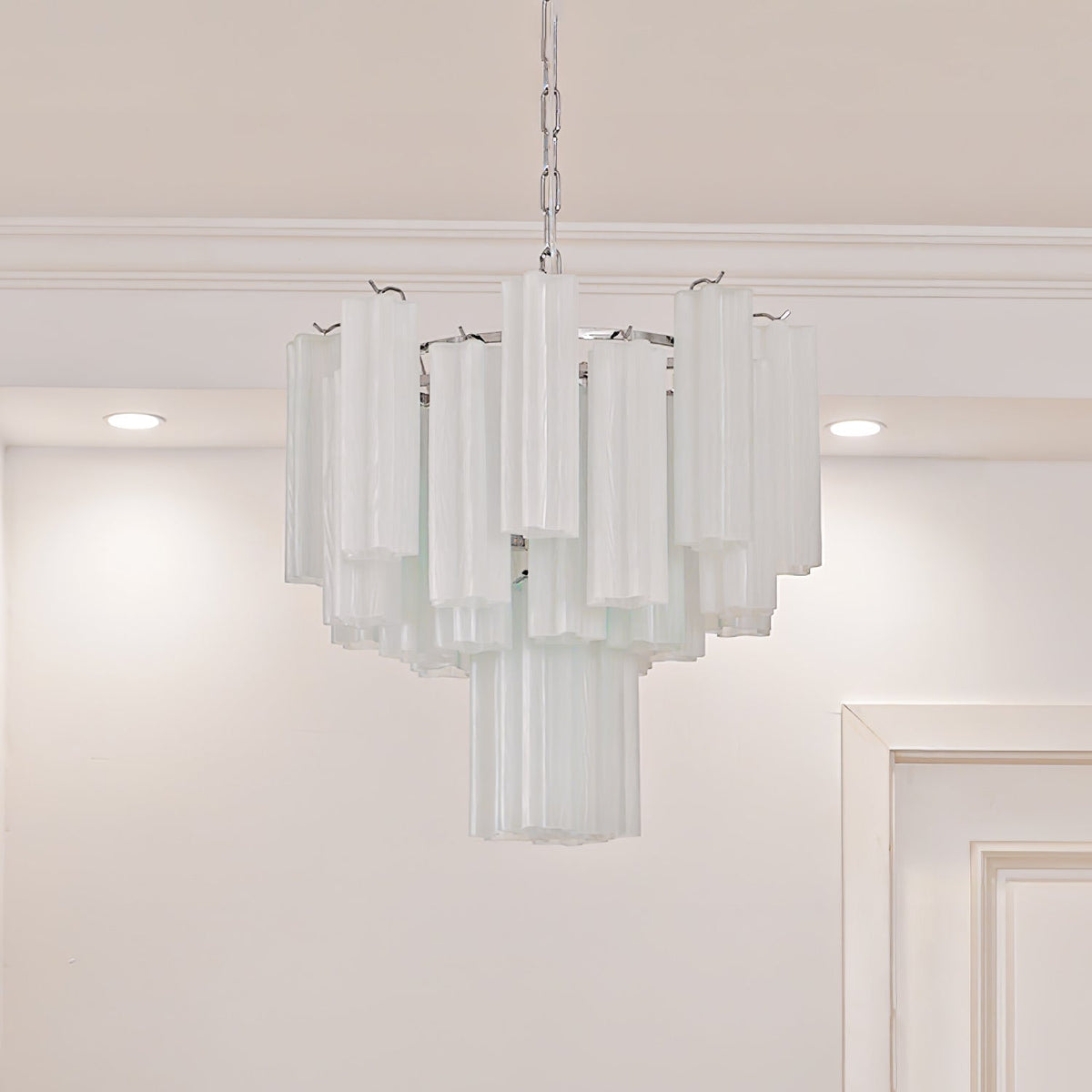 Bryndel Chandelier White Layered Tube