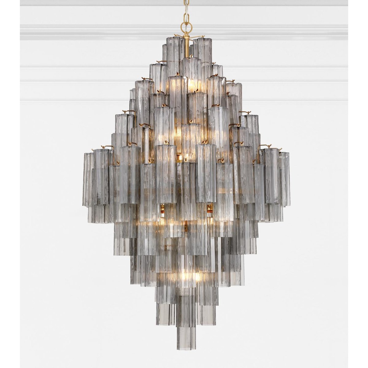Eirorelle Diamond Chandelier Glass Tube Layered Amber