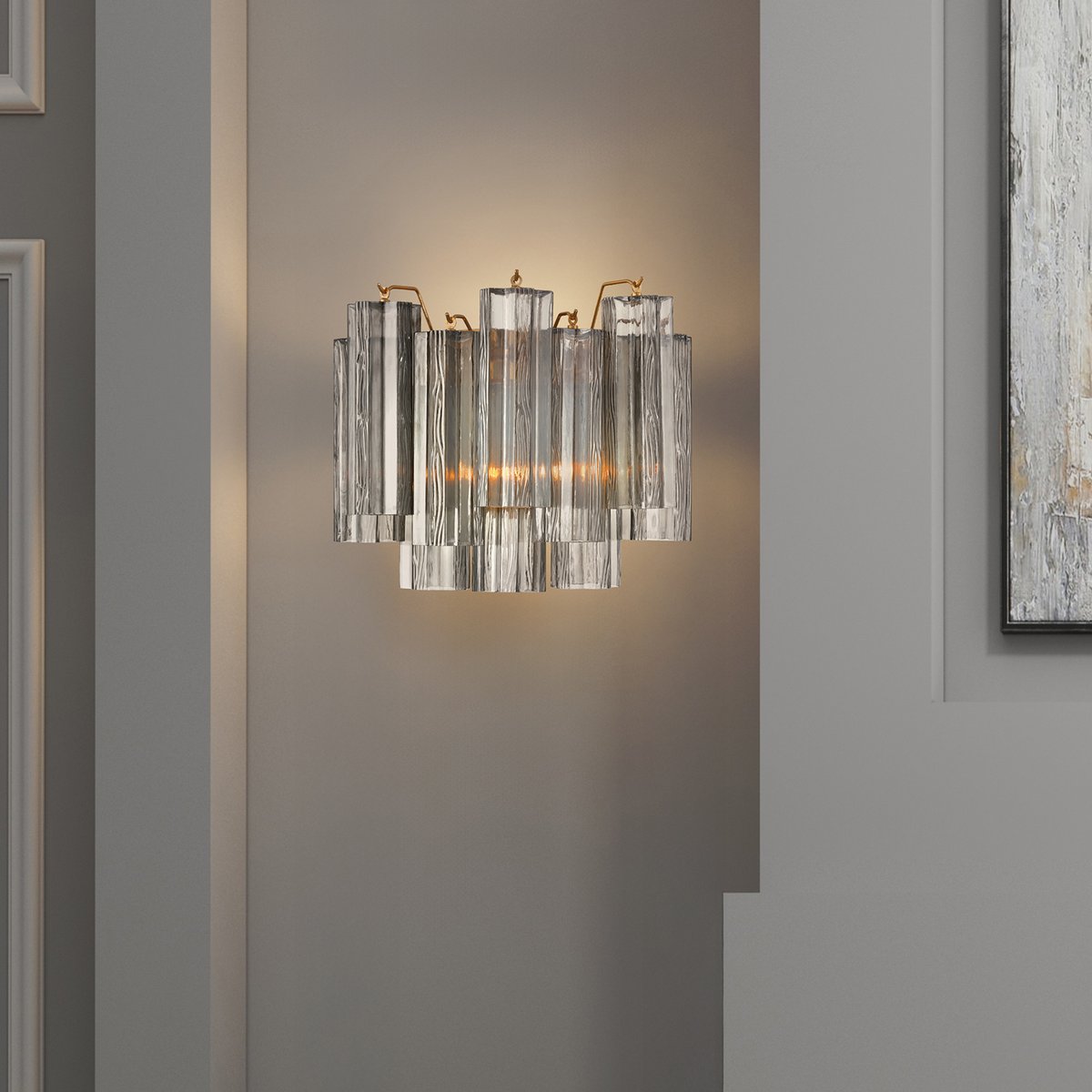Ravo Wall Light Tronchi Glass Tube Tiered Amber Modern