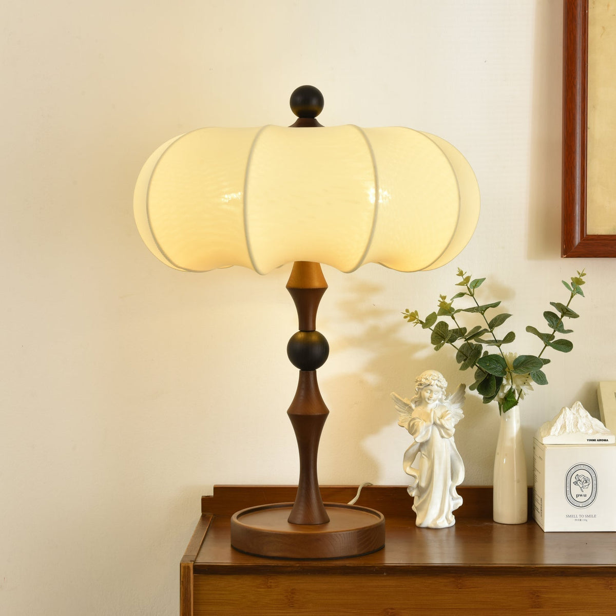 Lumae Wood & Fabric Retro Table Lamp