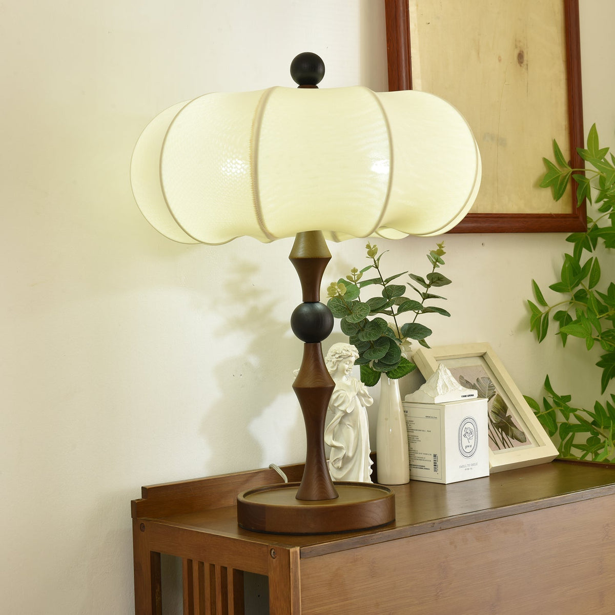 Lumae Wood & Fabric Retro Table Lamp