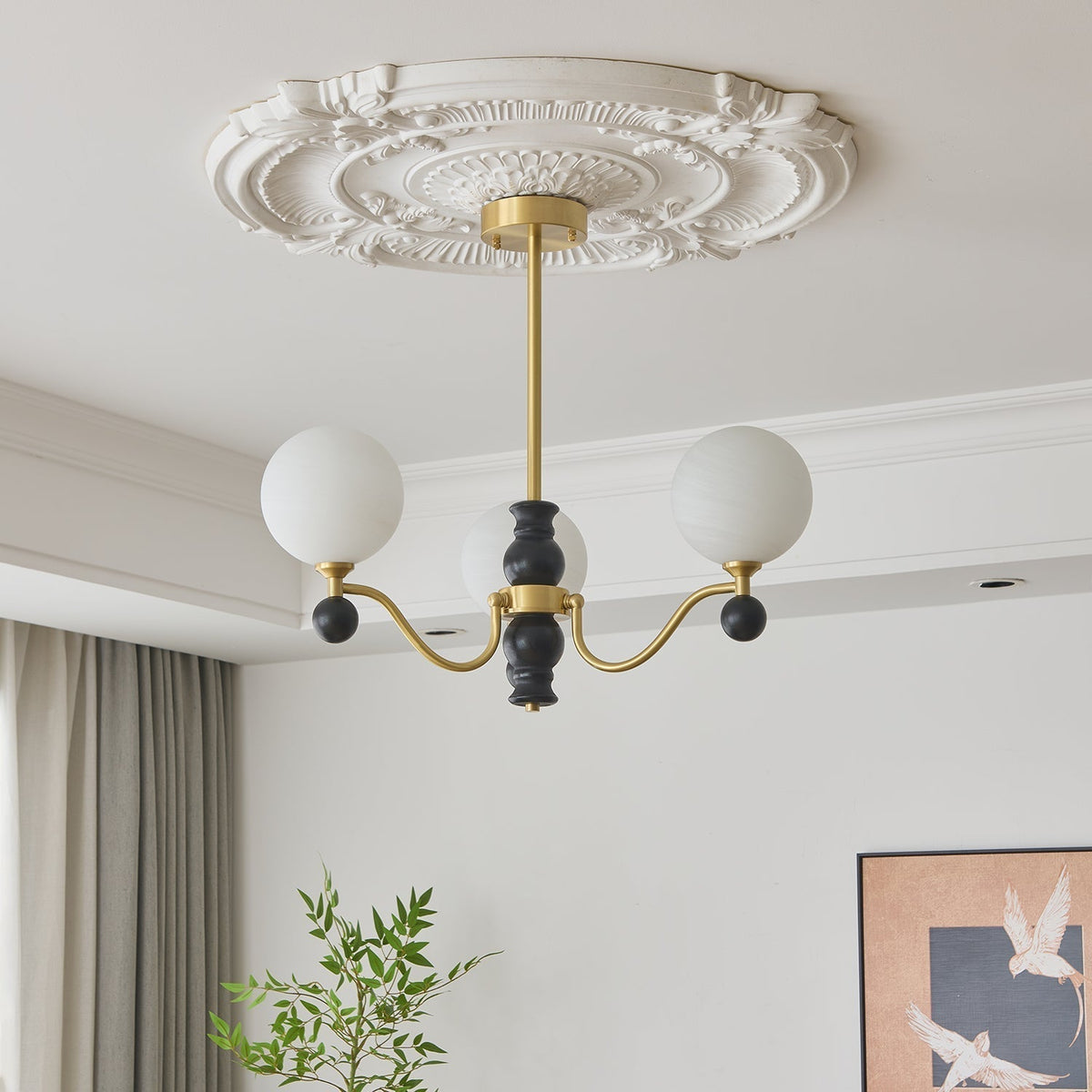 Ershaan Sphere Elegance Vintage Brass Wood Chandelier