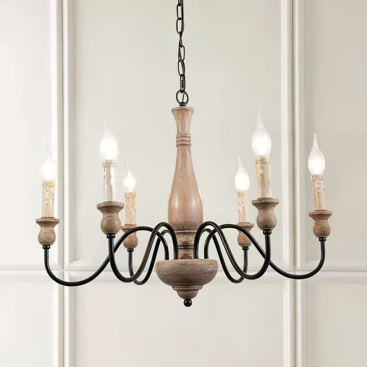 Afralia Modern Industrial Wooden Chandelier