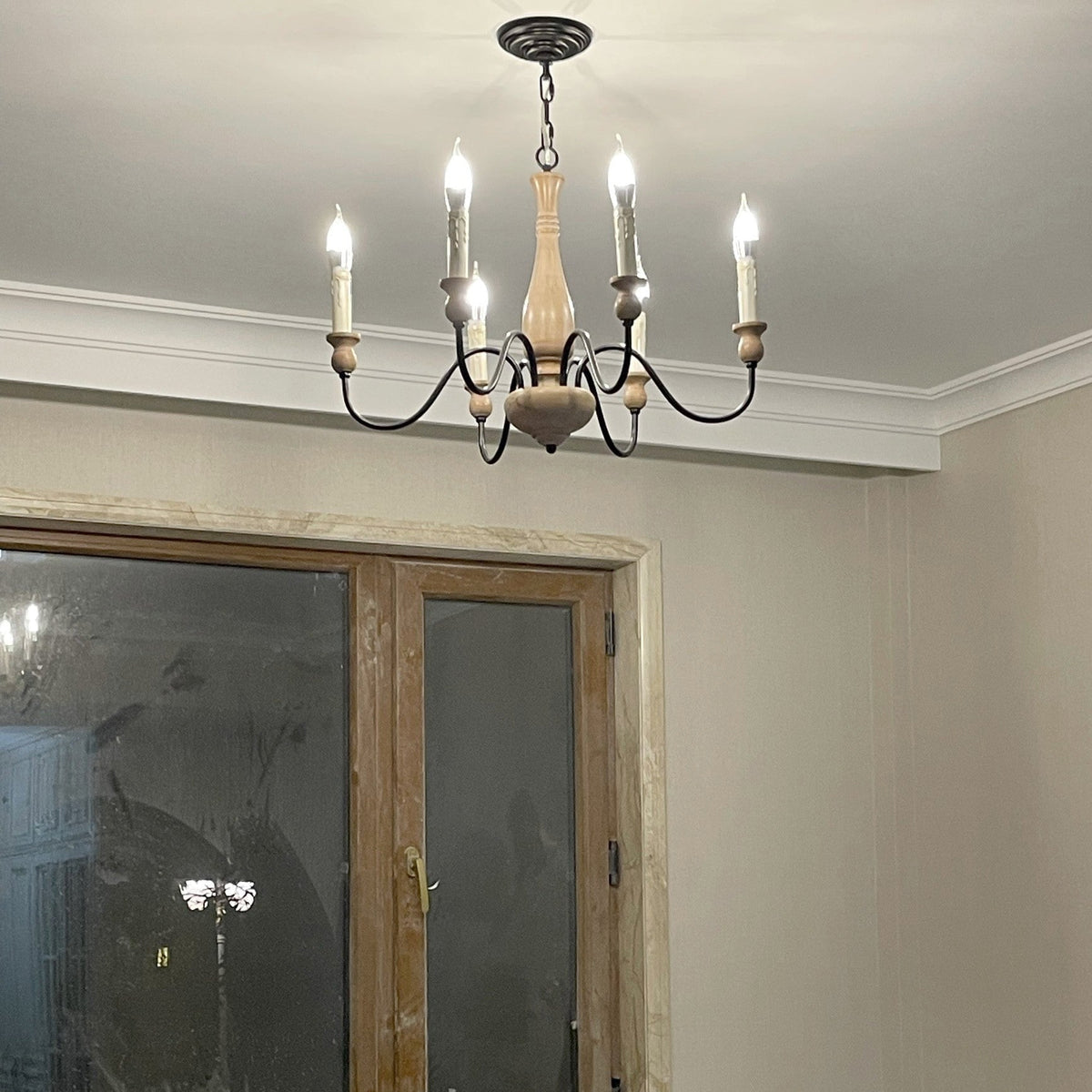 Afralia Modern Industrial Wooden Chandelier