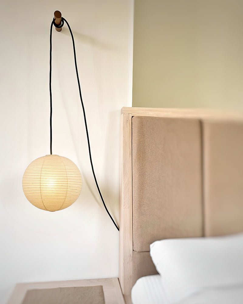 Quaden Paper Globe White Plug Wire Pendant Light