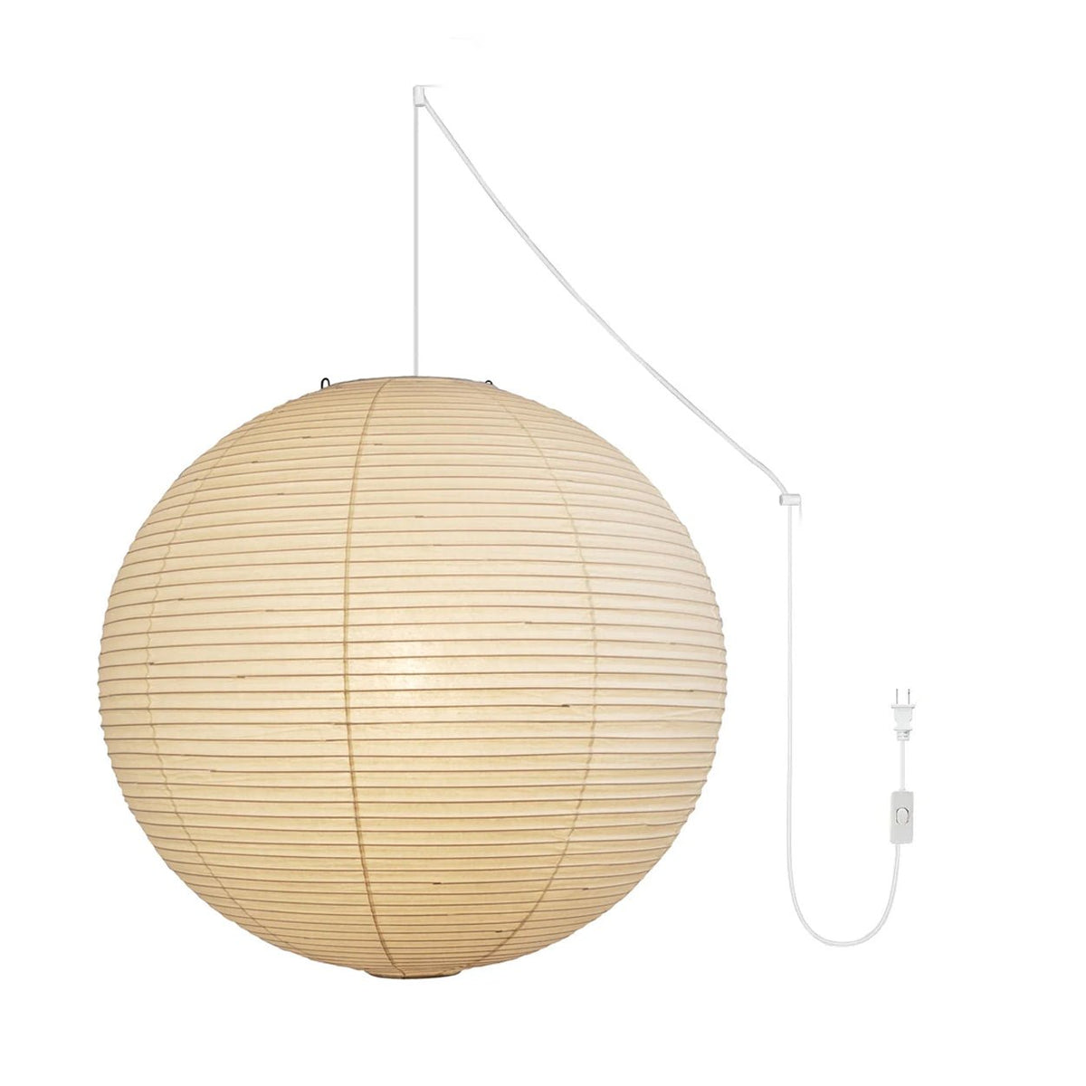 Quaden Paper Globe White Plug Wire Pendant Light