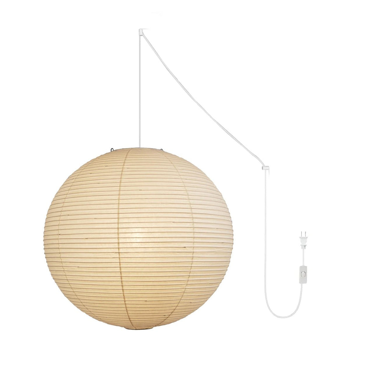 Quaden Paper Globe White Plug Wire Pendant Light