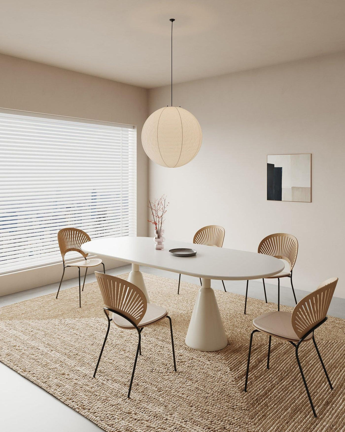 Noveno Pendant Lamp Bamboo Washi Paper Round