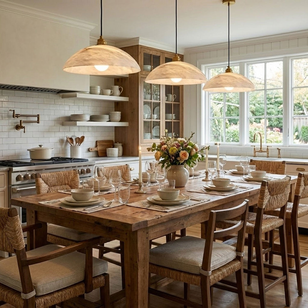 Gesol Alabaster Dome Pendant Light