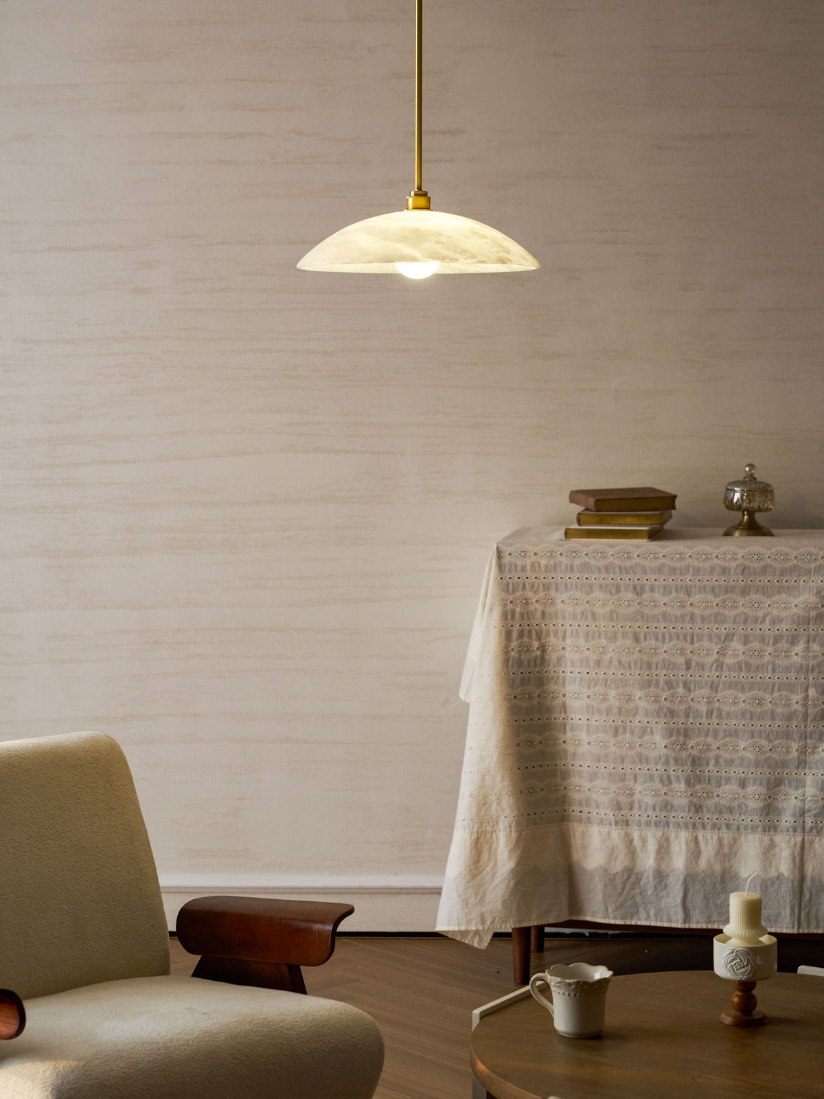 Gesol Alabaster Dome Pendant Light
