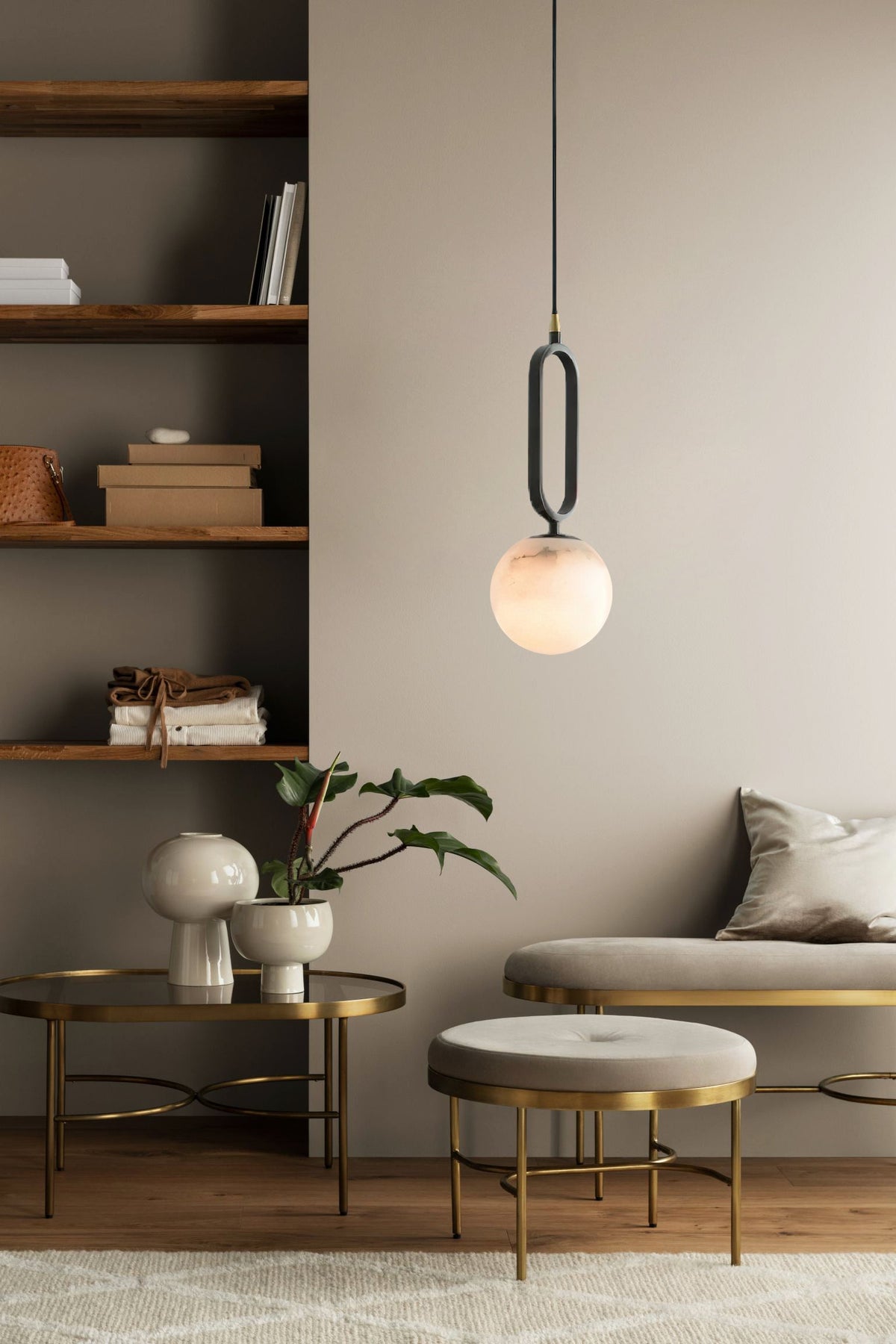 Gloruvyd Minimalist Ball Alabaster Pendant Light