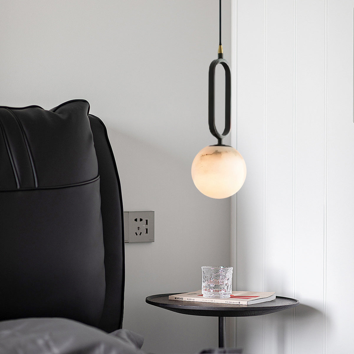Gloruvyd Minimalist Ball Alabaster Pendant Light