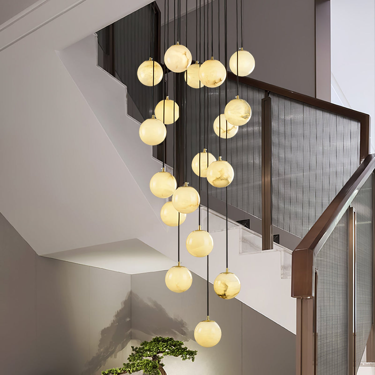 Gloruvye Balls Modern Cluster Alabaster Chandelier