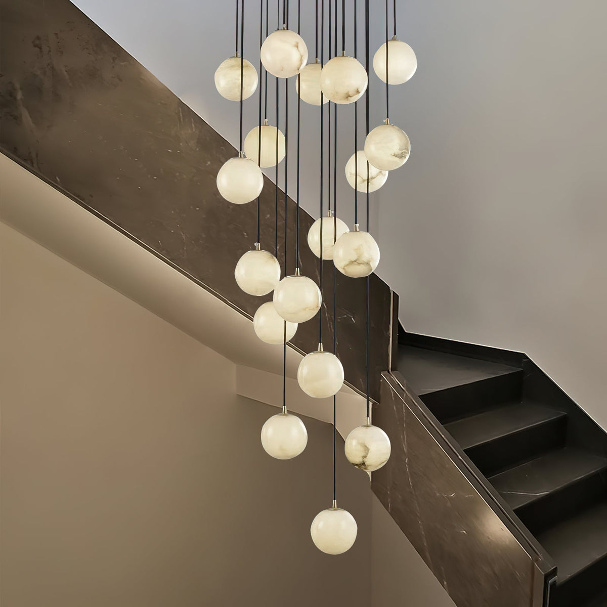 Belen Balls Modern Cluster Alabaster Chandelier