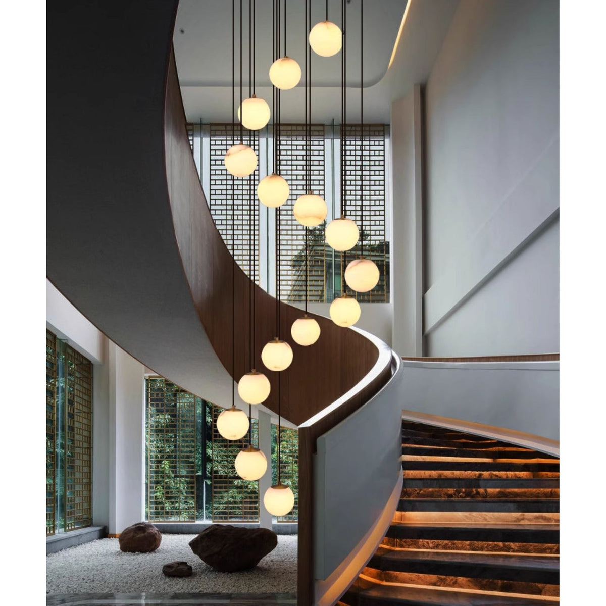 Belen Balls Modern Cluster Alabaster Chandelier