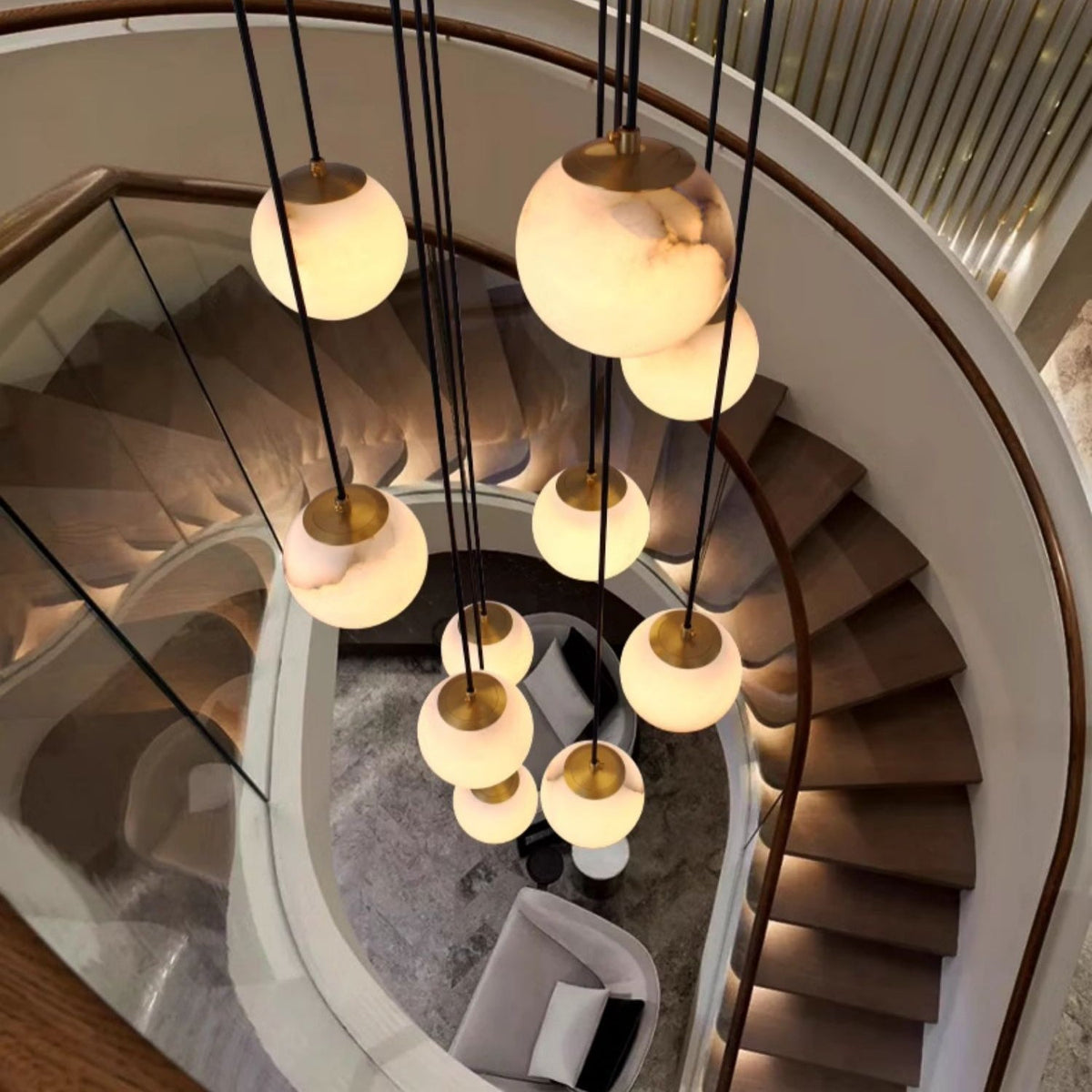 Gloruvye Balls Modern Cluster Alabaster Chandelier