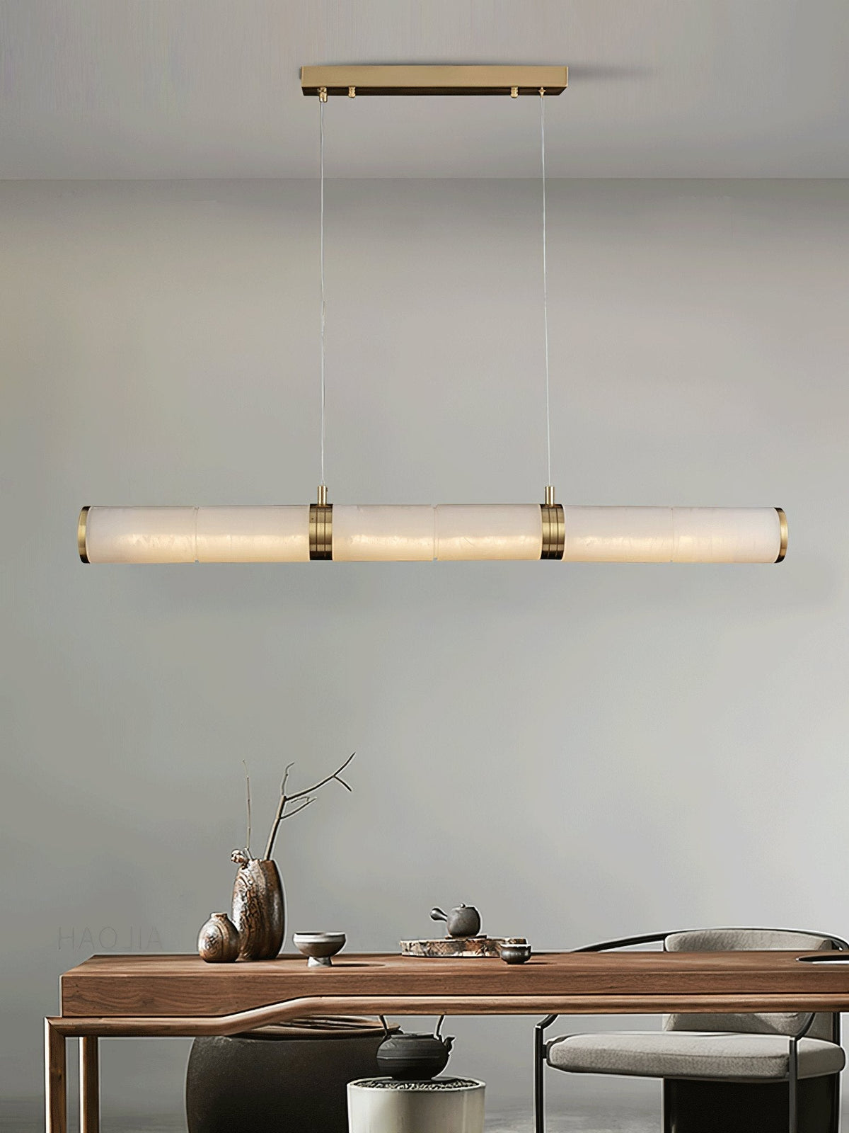 Gevrel Minimalist Alabaster Linear Pendant Light
