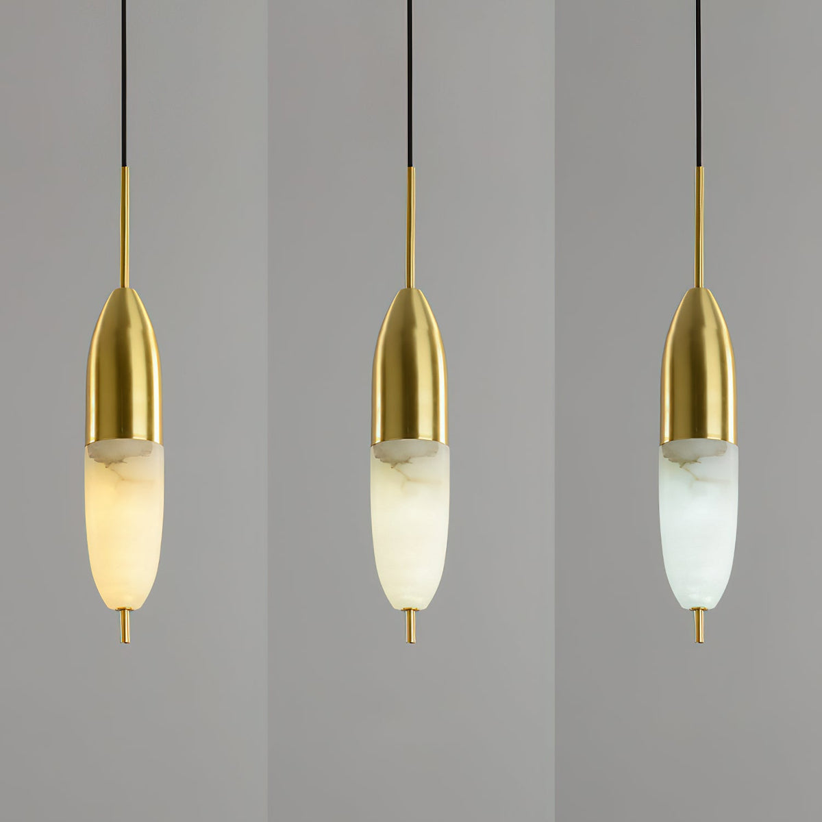 Himinuvye Alabaster Minimalist Bolus Brass Pendant Light