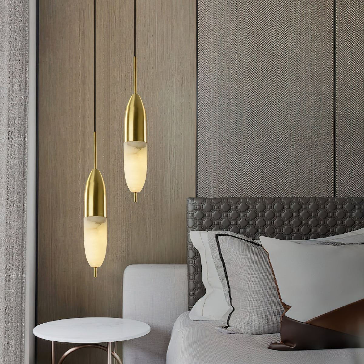 Himinuvye Alabaster Minimalist Bolus Brass Pendant Light