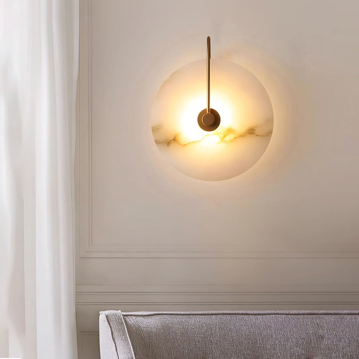 Elora Alabaster LED Wall Lamp Round Iconic Circular