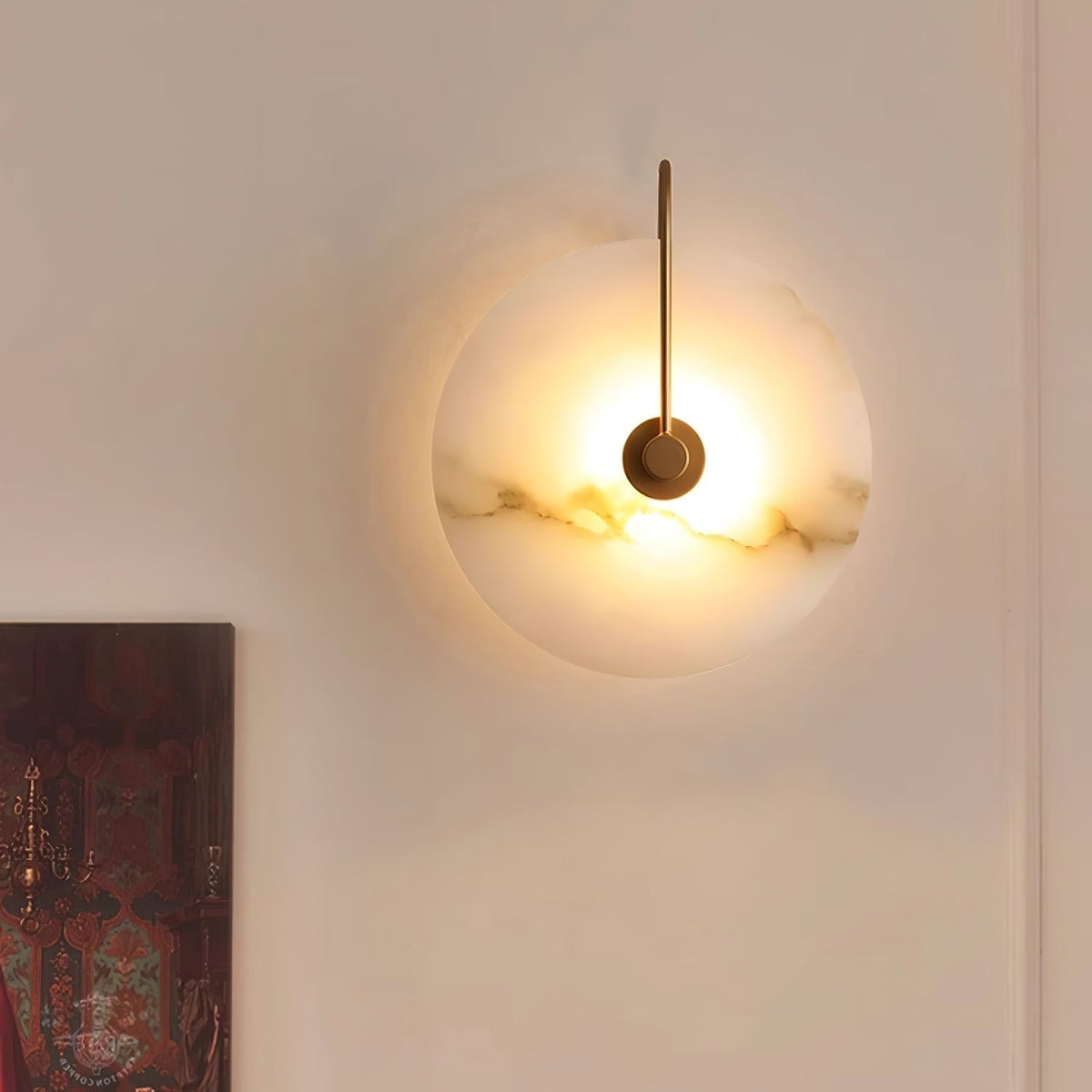 Elora Alabaster LED Wall Lamp Round Iconic Circular