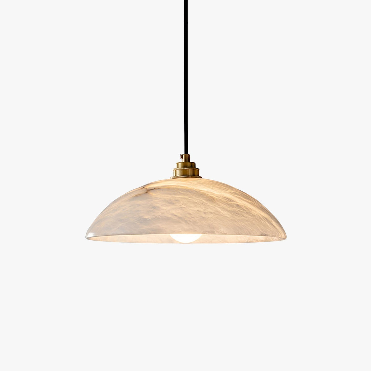 Gabriel Minimalist Alabaster Brass Dome Pendant Light