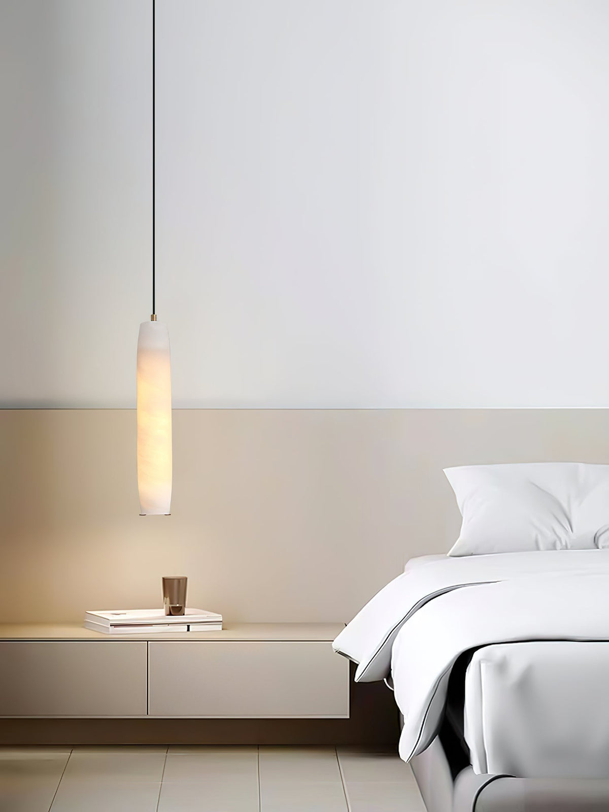 Orven Flute Modern Minimalist Alabaster Pendant Light