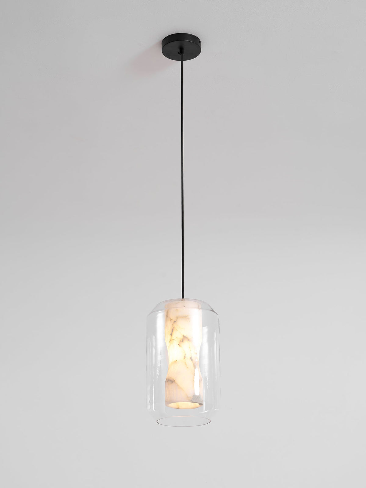 Yikia Alabaster Glass Cylinder Pendant Light