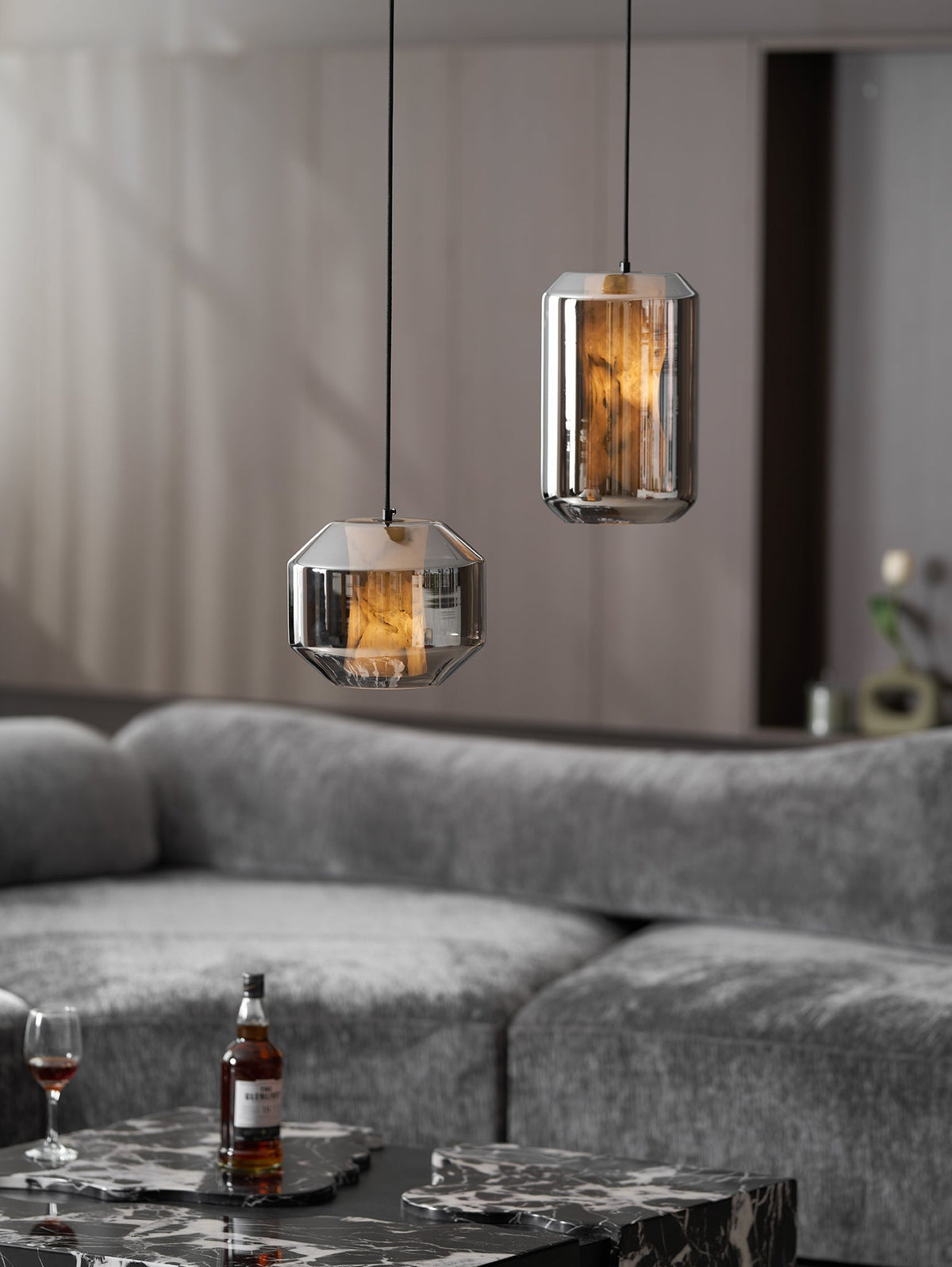 Yikia Alabaster Glass Cylinder Pendant Light