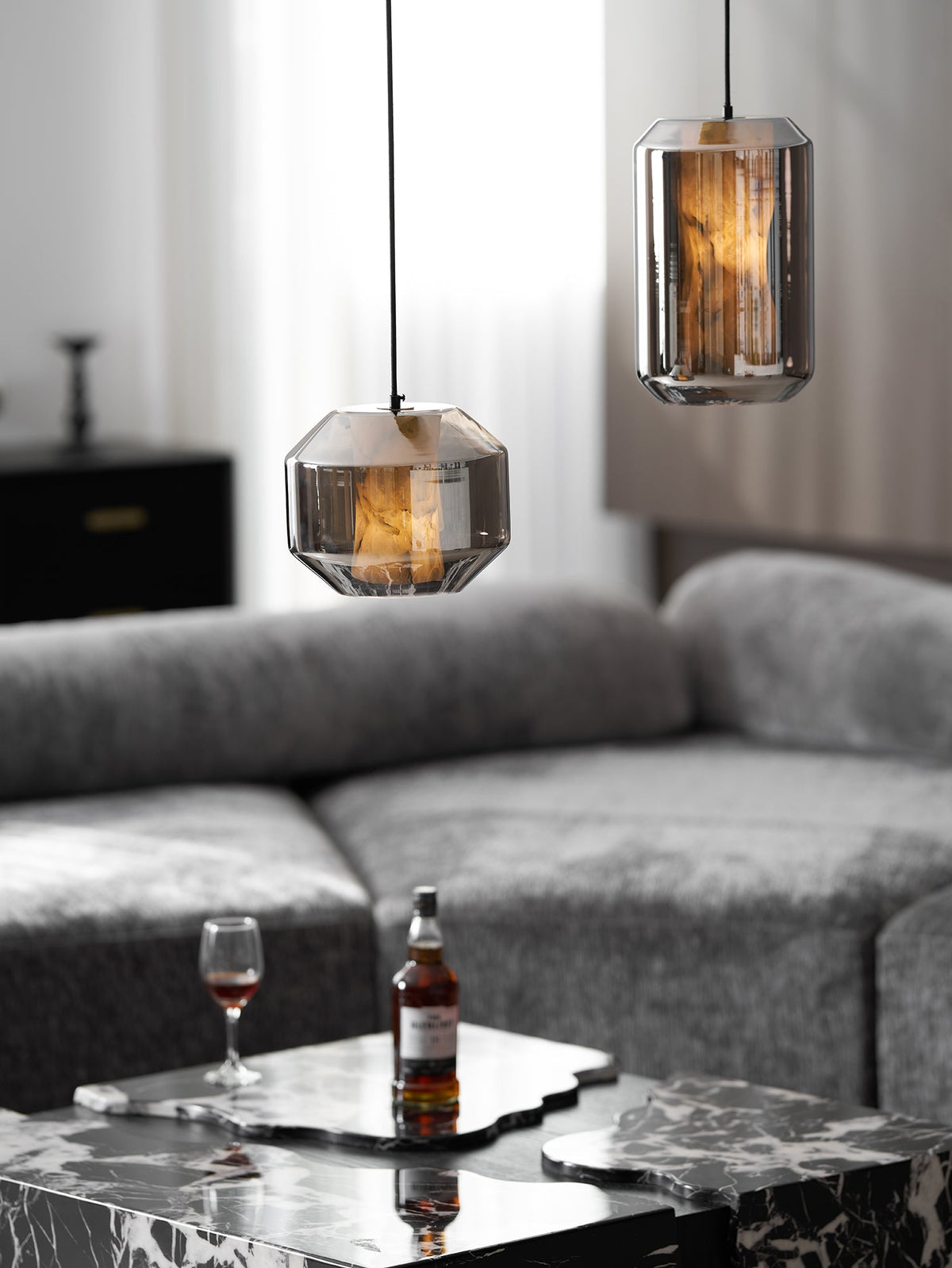 Yikia Alabaster Glass Cylinder Pendant Light