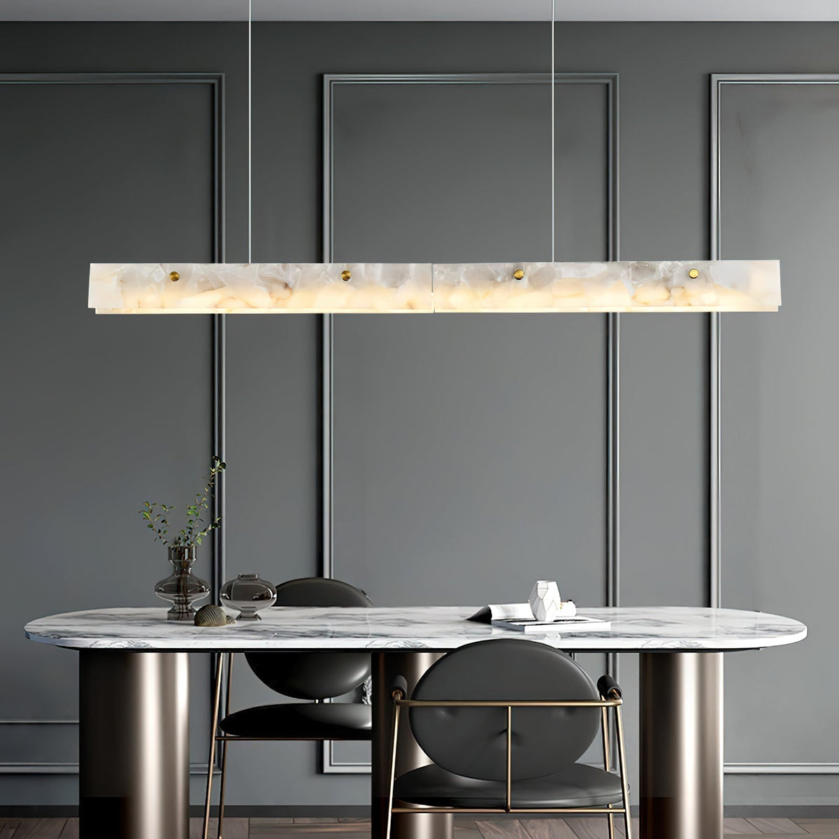 Vexor LED Modern Linear Alabaster Pendant Light