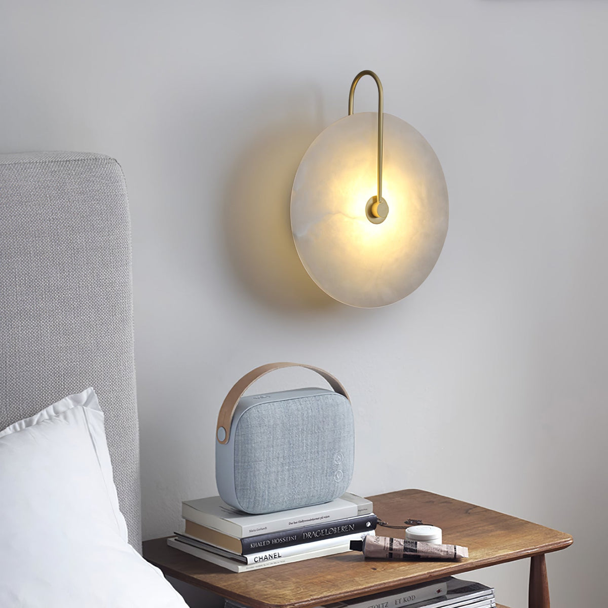 Elora Alabaster LED Wall Lamp Round Iconic Circular