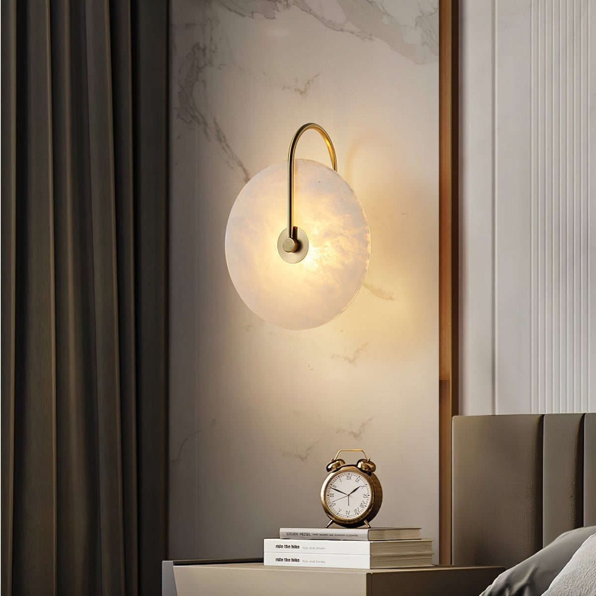 Elora Alabaster LED Wall Lamp Round Iconic Circular