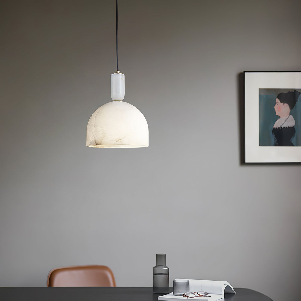 Leda Minimalist Alabaster Pendant Light
