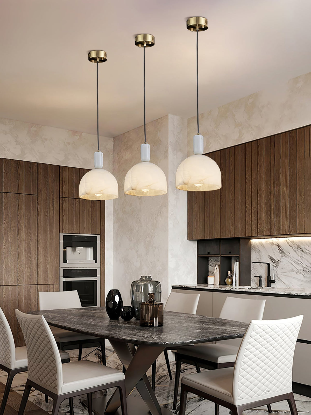 Leda Minimalist Alabaster Pendant Light