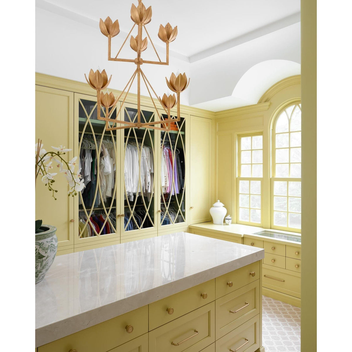 Alberto Modern Minimalist Floral Brass Chandelier