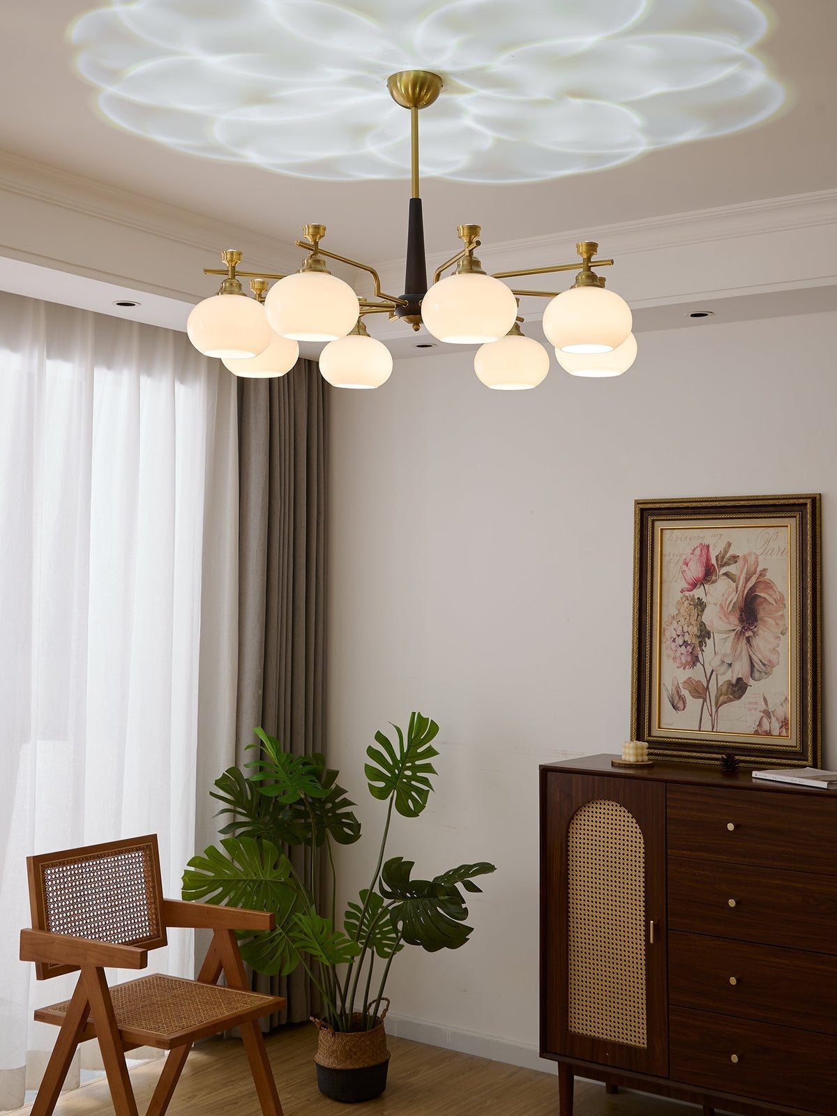 Velirara Traditional Unique Sphere Wood Glass Chandelier