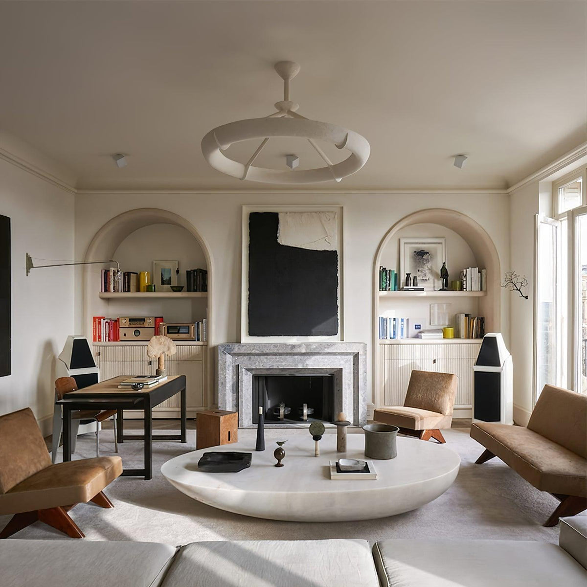 Eixor Chandelier Plaster White Floral Shape Minimalist