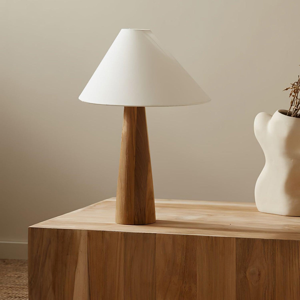Mirose Wood Fabric Rustic Table Lamp